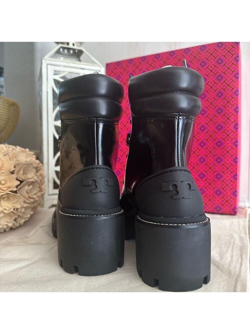 New Tory Burch leather lug solo hiker boots - Picture 7 of 9